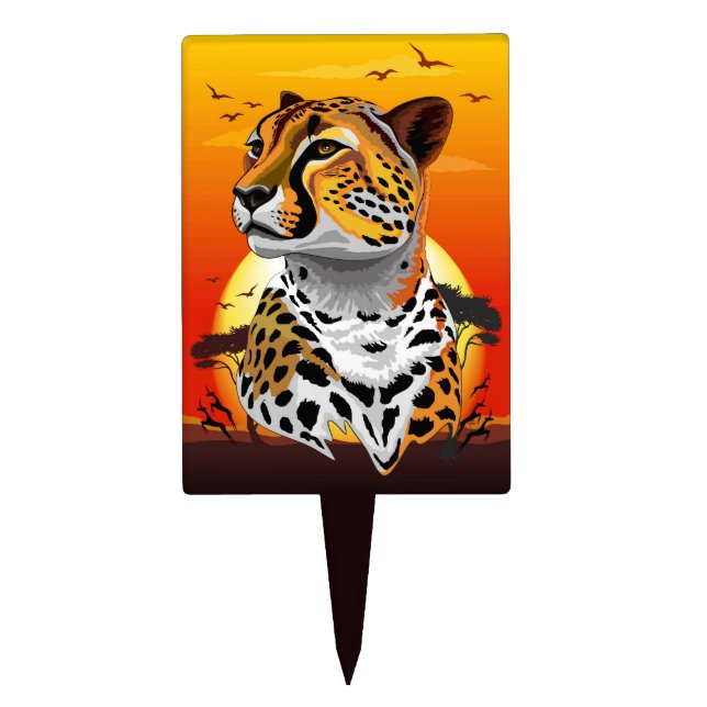 Cheetah African Feline Wild Animal Cake Topper (Front)