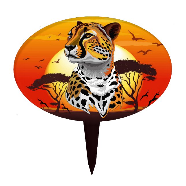 Cheetah African Feline Wild Animal Cake Topper (Front)