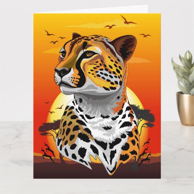 Cheetah African Feline Wild Animal Card (Small Plant)