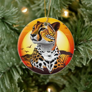Cheetah African Feline Wild Animal Ceramic Ornament