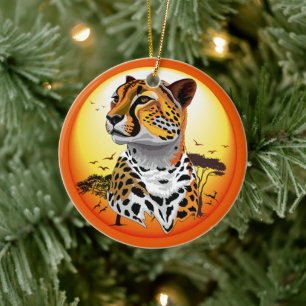 Cheetah African Feline Wild Animal Ceramic Ornament