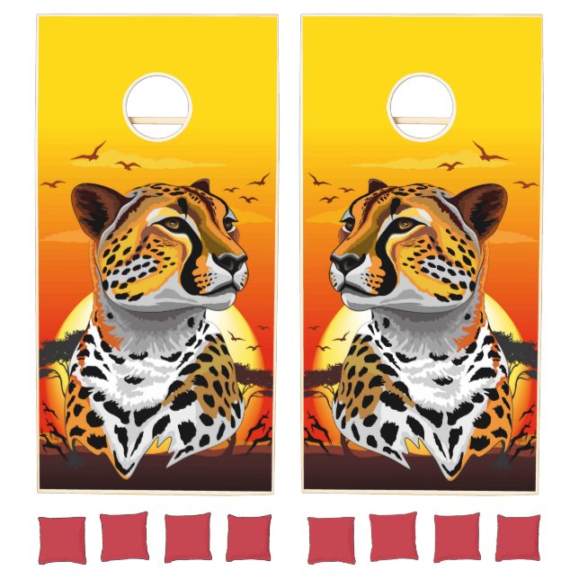 Cheetah African Feline Wild Animal Cornhole Set (Set)