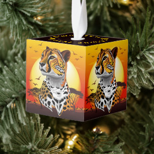 Cheetah African Feline Wild Animal Cube Ornament