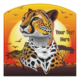 Cheetah African Feline Wild Animal Door Sign