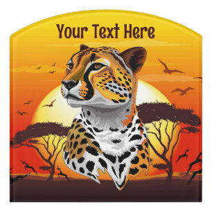 Cheetah African Feline Wild Animal Door Sign