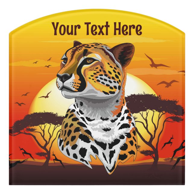 Cheetah African Feline Wild Animal Door Sign (Contour Front)