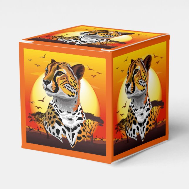 Cheetah African Feline Wild Animal Favor Boxes (Front Side)
