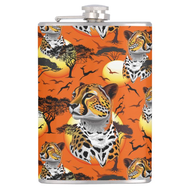 Cheetah African Feline Wild Animal Flask (Front)