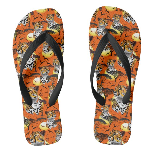 Cheetah African Feline Wild Animal Flip Flops (Footbed)