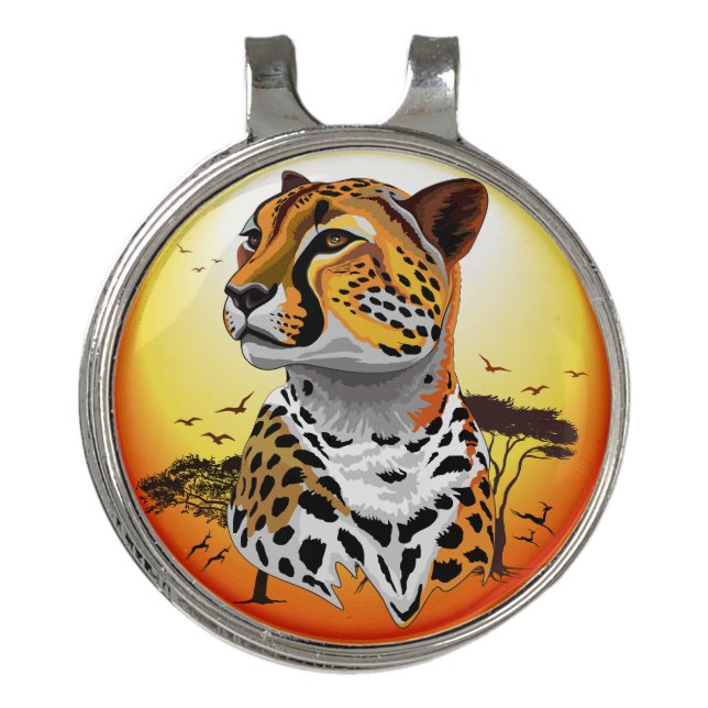 Cheetah African Feline Wild Animal Golf Hat Clip (Front)
