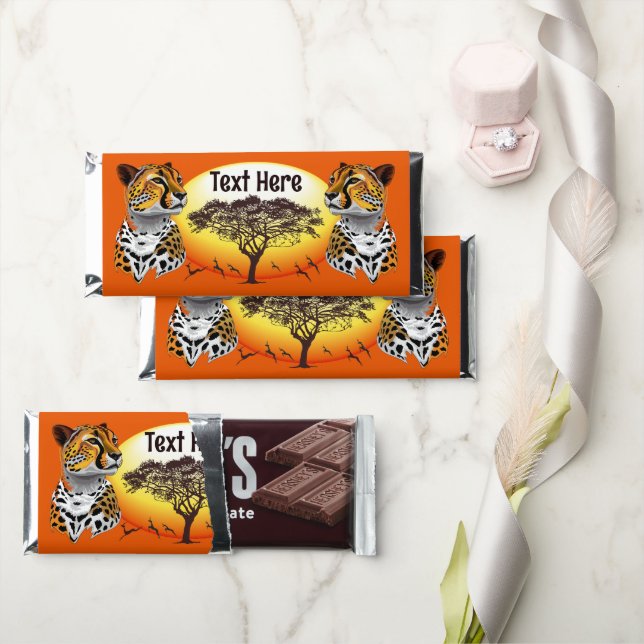 Cheetah African Feline Wild Animal Hershey Bar Favors (Front)