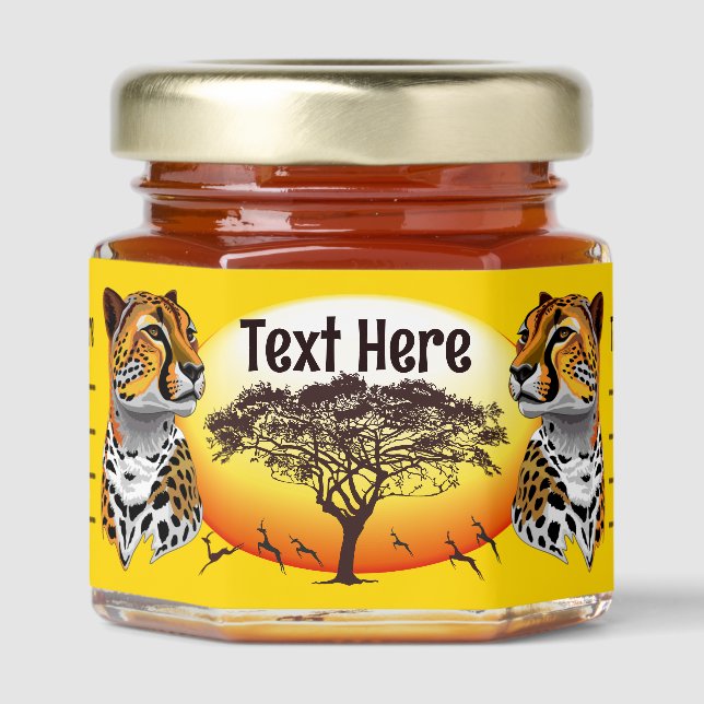 Cheetah African Feline Wild Animal Honey Jar Favors (Front)