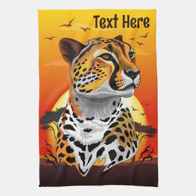 Cheetah African Feline Wild Animal Kitchen Towel (Vertical)