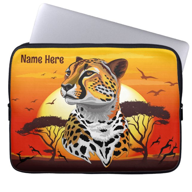 Cheetah African Feline Wild Animal Laptop Sleeve (Front)