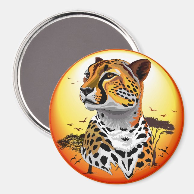 Cheetah African Feline Wild Animal Magnet (Front/Back)