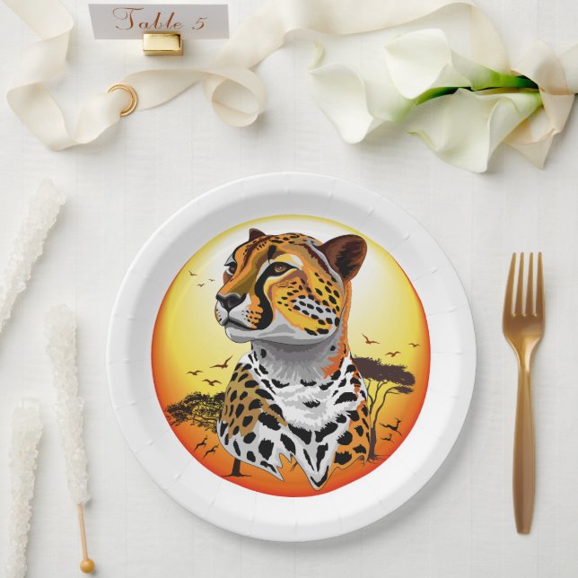 Cheetah African Feline Wild Animal Paper Plates (Wedding)