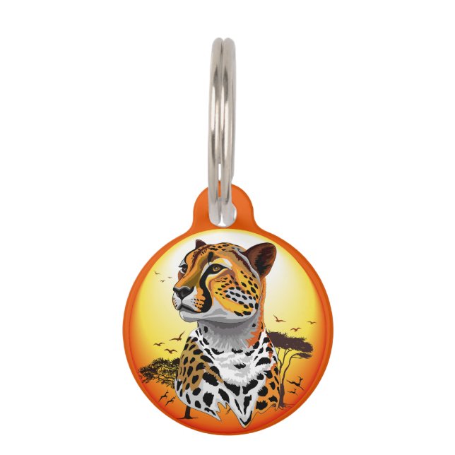 Cheetah African Feline Wild Animal Pet ID Tag (Front)