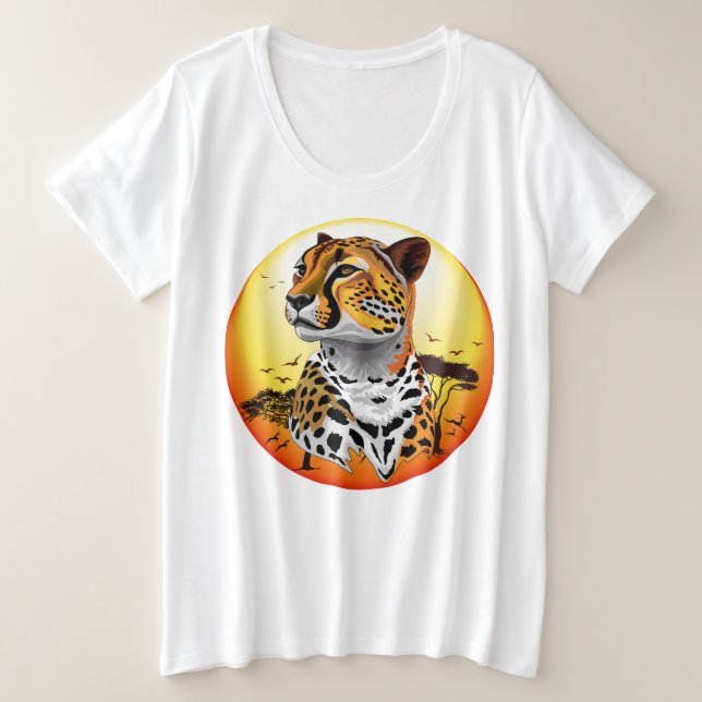 Cheetah African Feline Wild Animal Plus Size T-Shirt (Design Front)