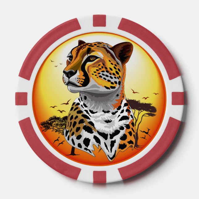 Cheetah African Feline Wild Animal Poker Chips (Front)