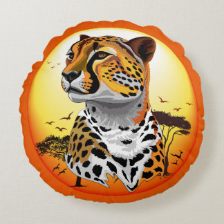 Cheetah African Feline Wild Animal Round Pillow