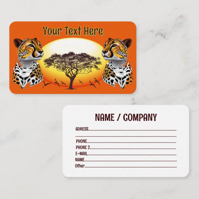 Cheetah African Feline Wild Animal Square Business Card (Front/Back)