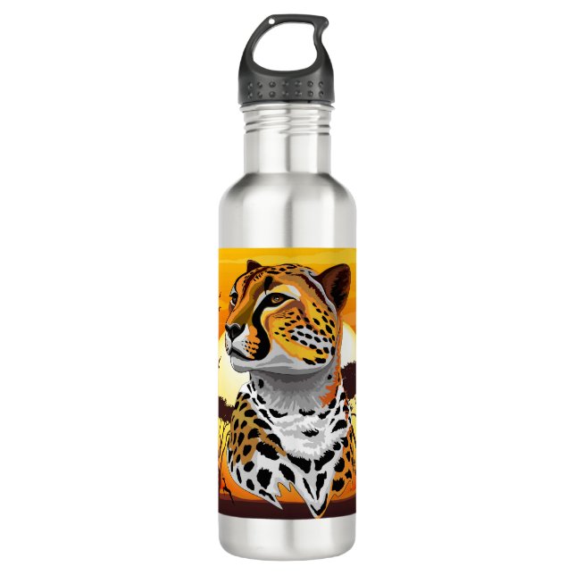 Cheetah African Feline Wild Animal Stainless Steel Water Bottle (Front)