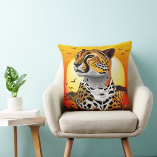 Cheetah African Feline Wild Animal Throw Pillow