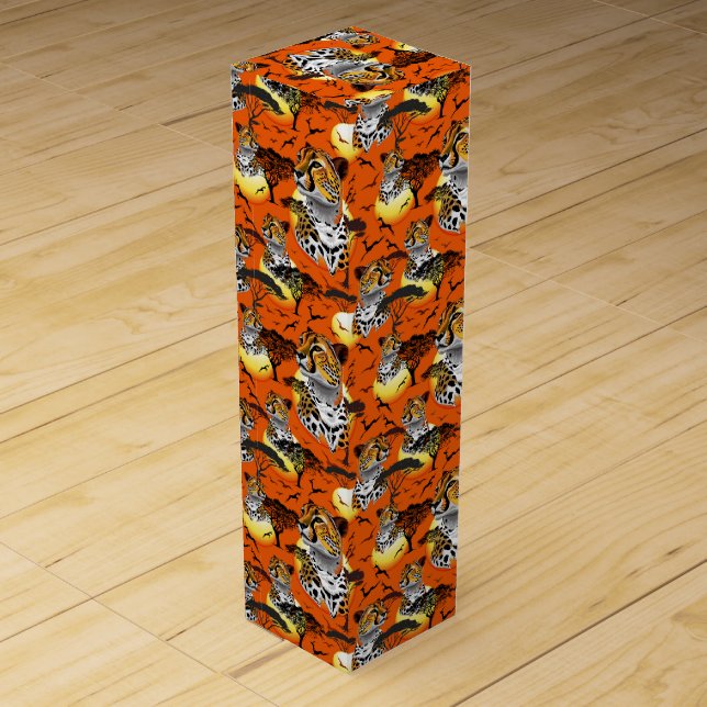 Cheetah African Feline Wild Animal Wine Box (Front)