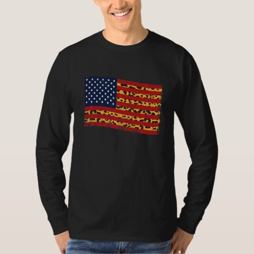 Cheetah American Flag Animal Print T_Shirt