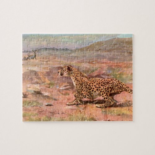 Cheetah and Antelopes by Swan Vintage Wild Animal Jigsaw Puzzle