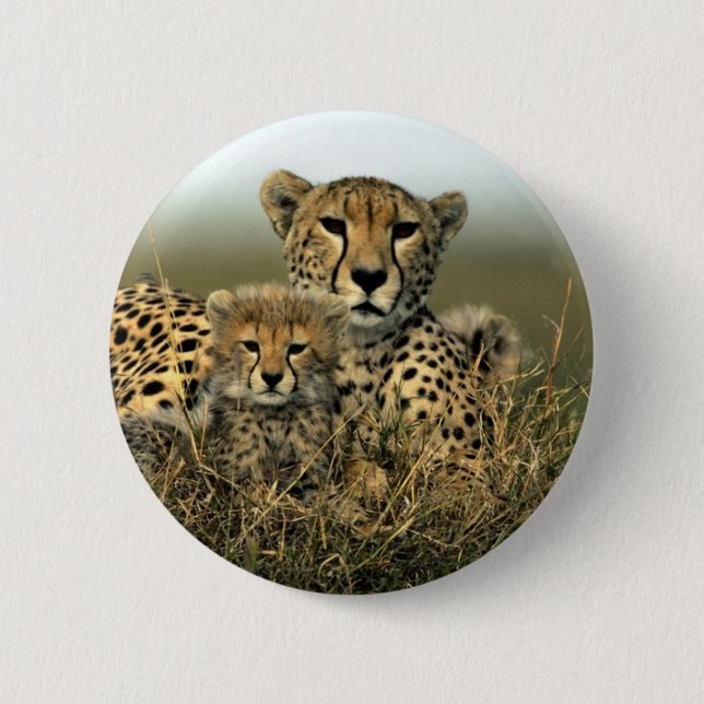 Cheetah and Cub Button (Front)