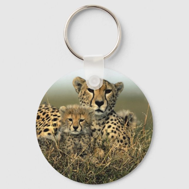 Cheetah and Cub Keychain (Front)