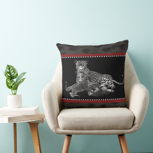 Cheetah and Cubs Throw Pillow (Chair)