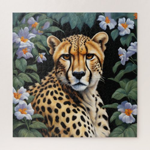 Cheetah and flowers jigsaw puzzle
