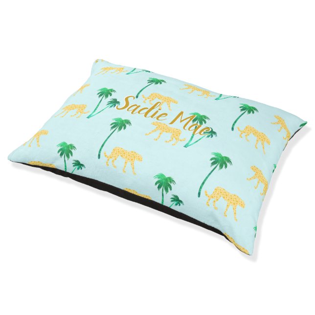 Cheetah and Palm Trees Animal Print Pet Bed (Angled)