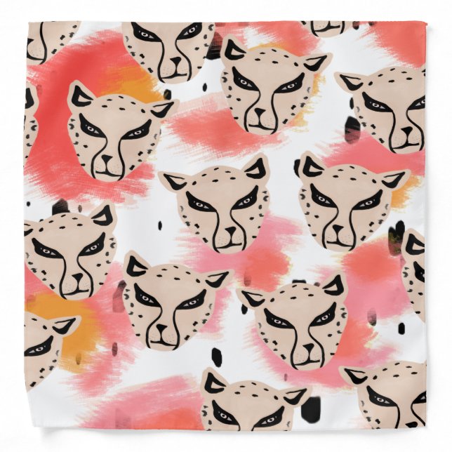Cheetah Animal Cat Abstract Pink Bandana (Front)