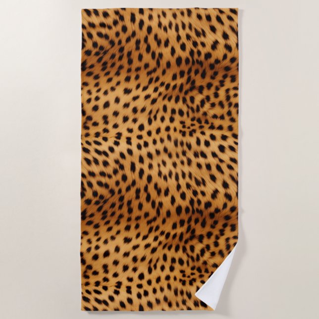 Cheetah Animal Fur Beach Towel (Front)