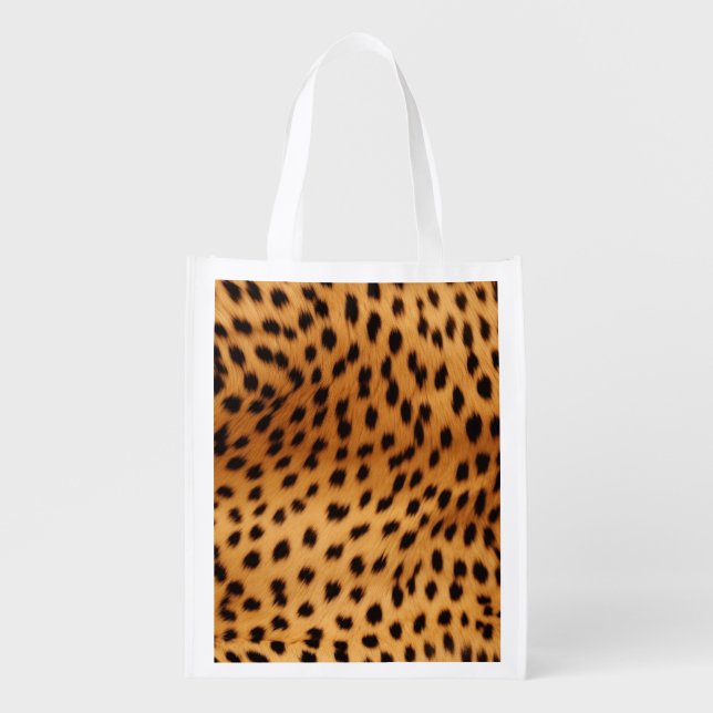 Cheetah Animal Fur Grocery Bag (Front)