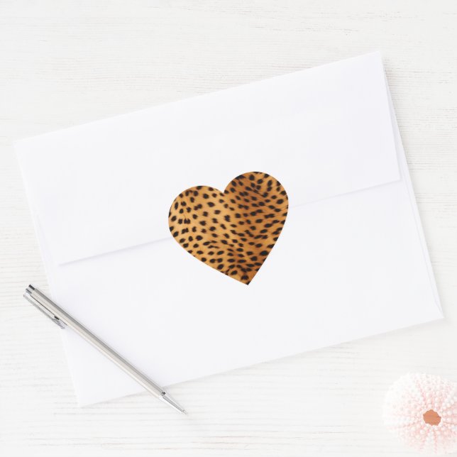 Cheetah Animal Fur Heart Sticker (Envelope)