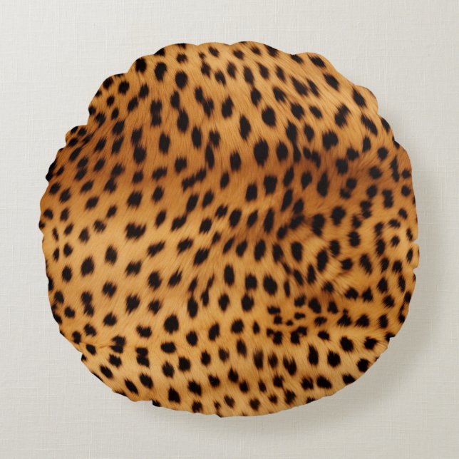 Cheetah Animal Fur Round Pillow (Front)