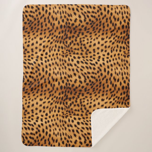 Cheetah Animal Fur Sherpa Blanket (Front)