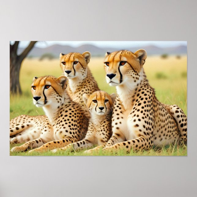 Cheetah Animal Nature Wildlife Affection Caring Poster (Front)