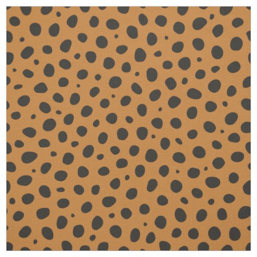 Cheetah Animal Pattern Black Orange Polka Dots Fabric