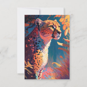 Cheetah Animal Portrait Painting Wildlife Outdoors Thank You Card