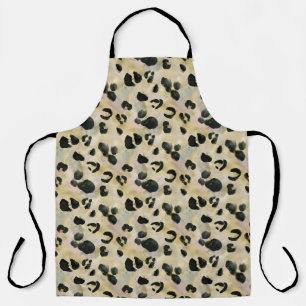 Cheetah Animal Print Black, Gold Apron