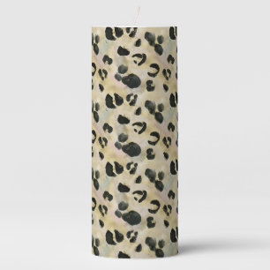 Cheetah Animal Print Black, Gold Pillar Candle