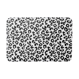 Cheetah Animal Print in Black and White Bath Mat