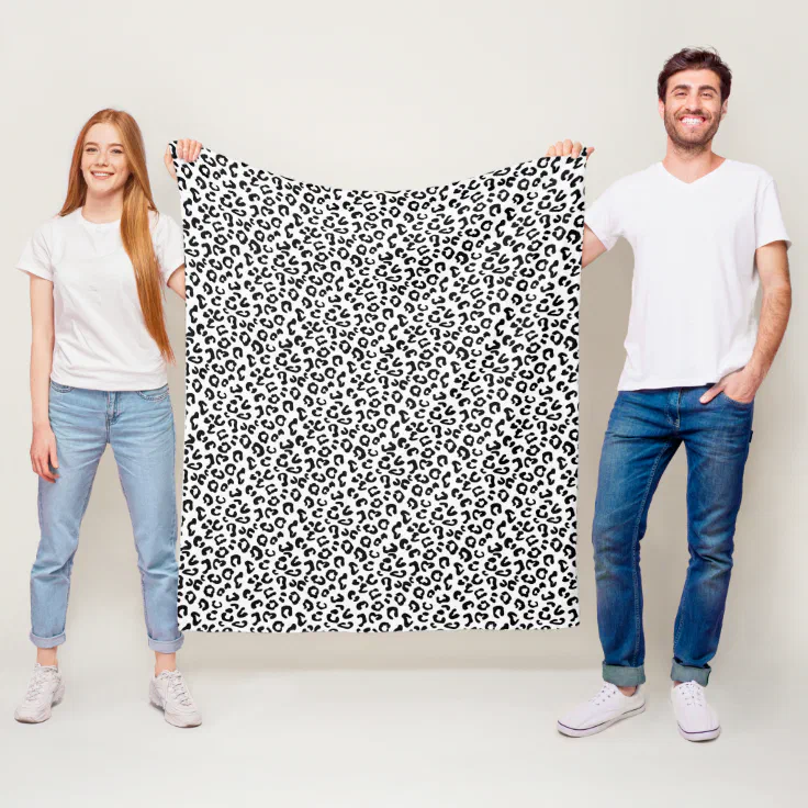 Cheetah Animal Print in Black and White Fleece Blanket Zazzle