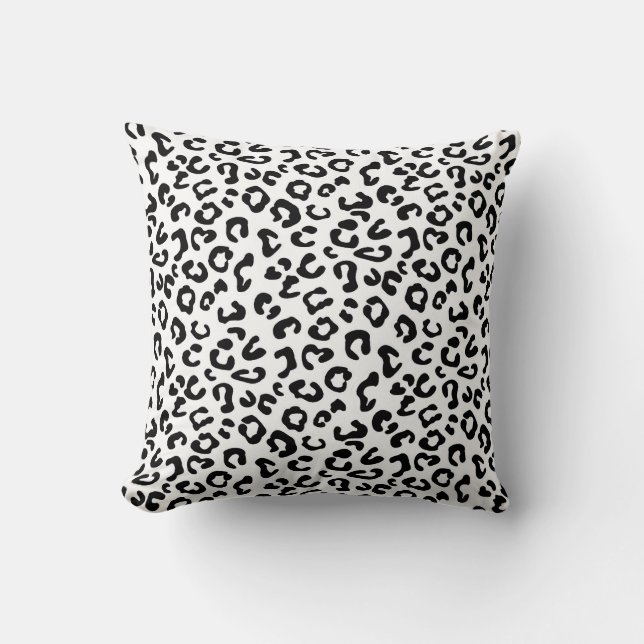 Cheetah Animal Print in Black and White Throw Pillow (Front)