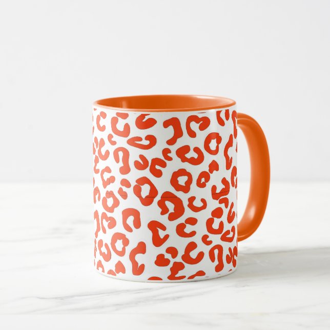 Cheetah Animal Print in Orange and White Mug (Front Right)